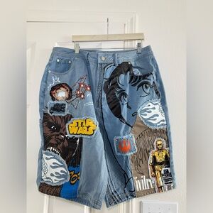 Civil Regime Star Wars Carpenter Graphic Jean Shorts - Vintage Denim Wash